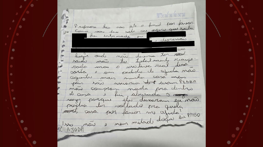 Adolescente denuncia abusos sexuais e negligência dos pais em carta de socorro