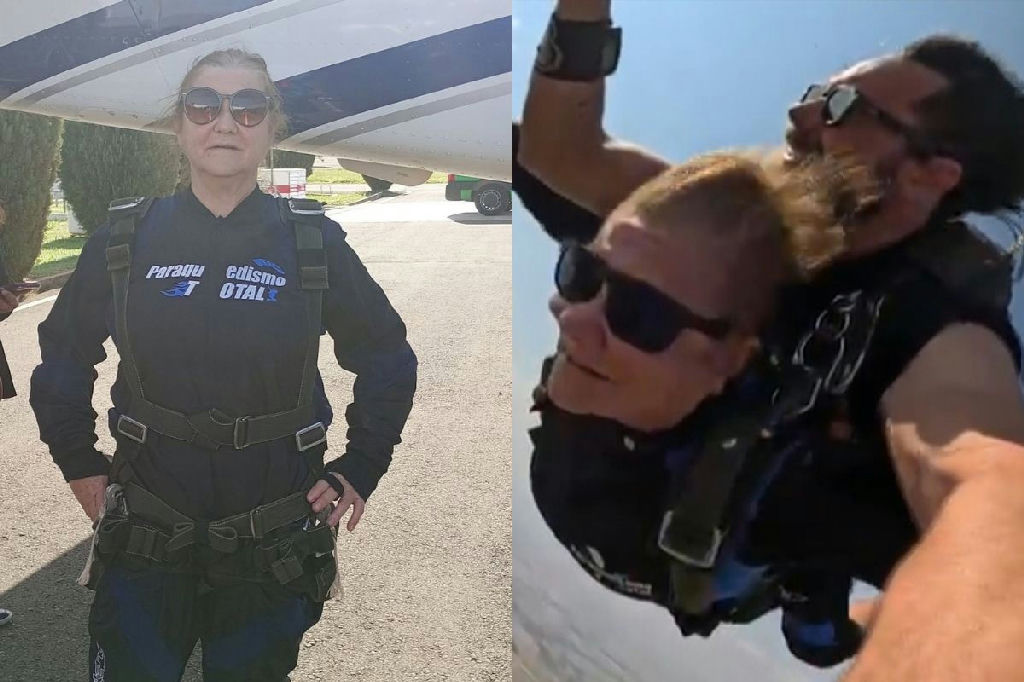 Aposentada de 67 anos em Arapongas realiza salto de paraquedas e inspira com 'nunca é tarde'
