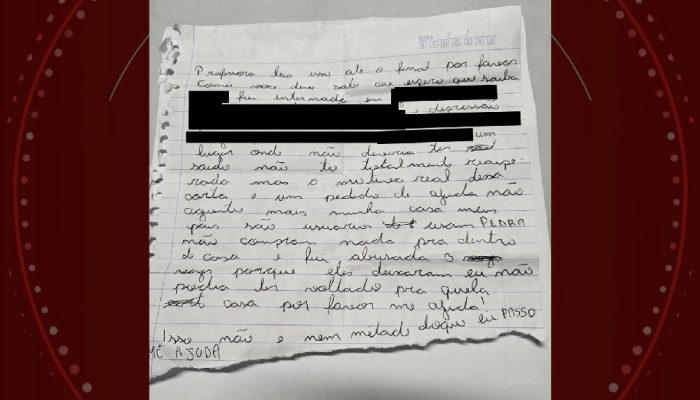 Adolescente denuncia abusos sexuais e negligência dos pais em carta de socorro