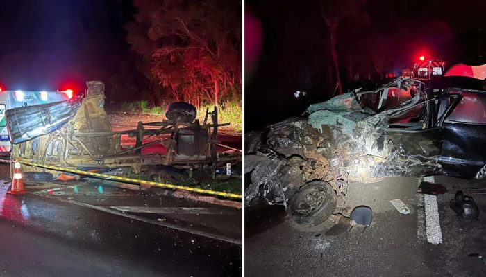 Colisão frontal na Br-277 em Laranjeiras do Sul deixa um morto e um ferido grave