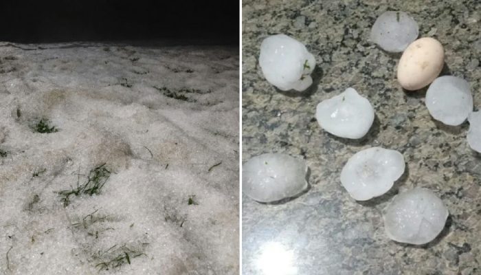 Granizo gigante transforma quintal em cenário de neve e causa estragos no Paraná